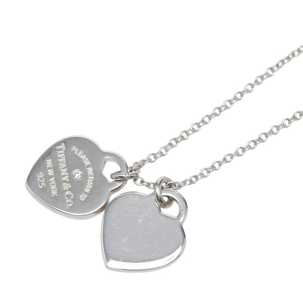 TIFFANY Silver Diamond Heart Necklace